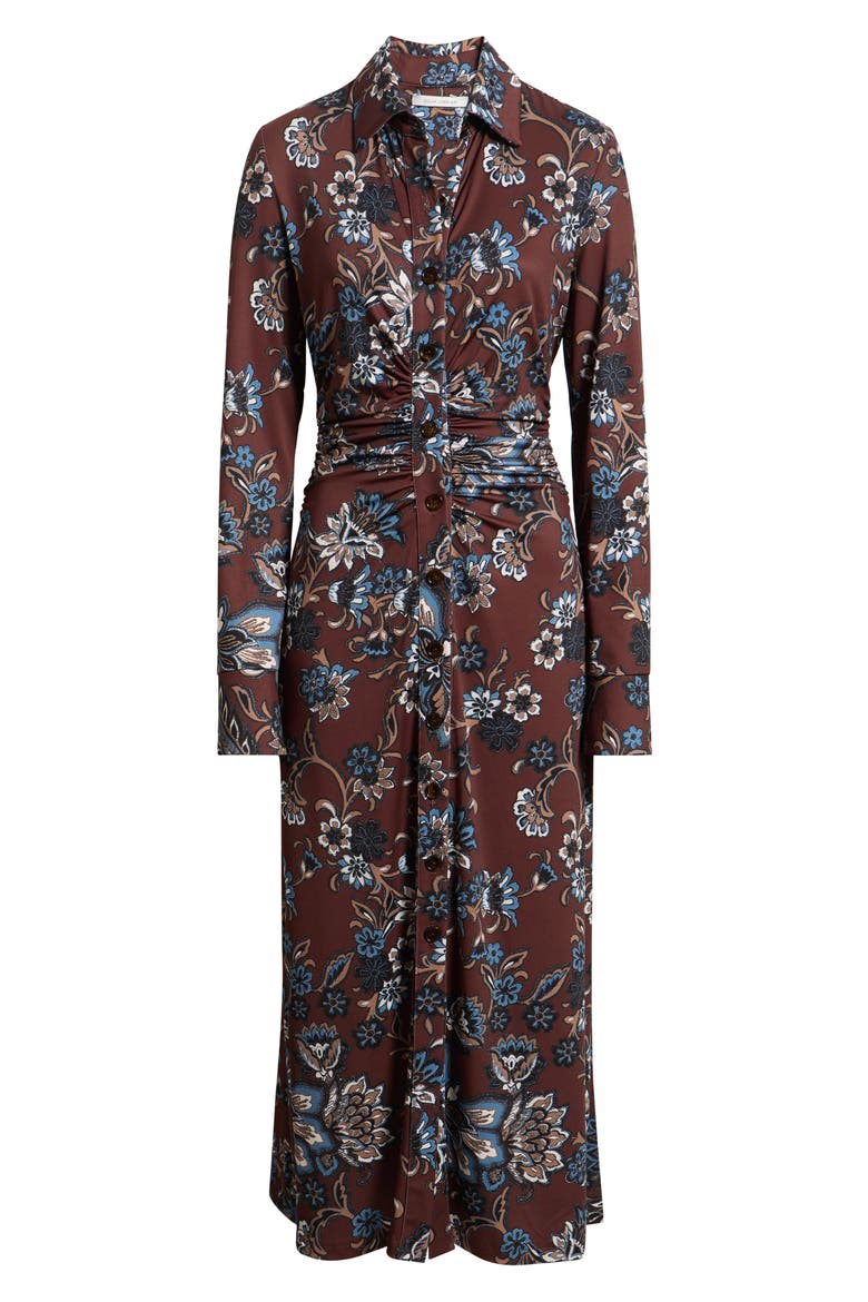 Floral Long Sleeve Midi Shirtdress