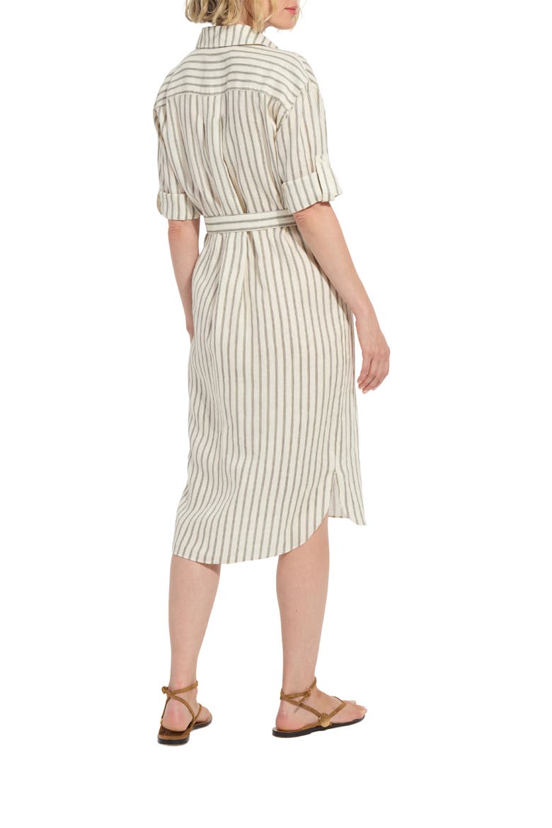 Juniper Stripe Belted Linen Shirtdress
