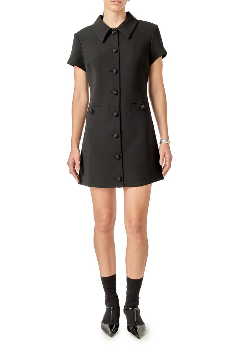 Velvet Button Mini Shirdress