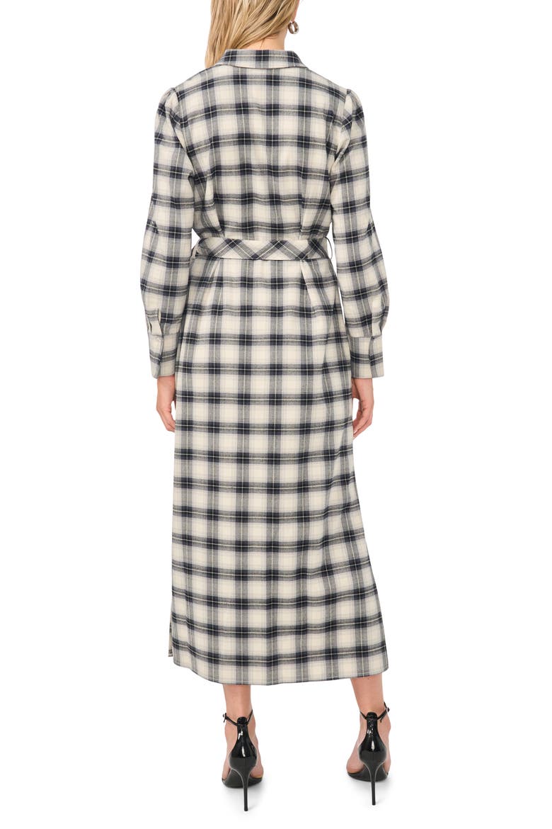 Plaid Belted Midi Shirt Dress