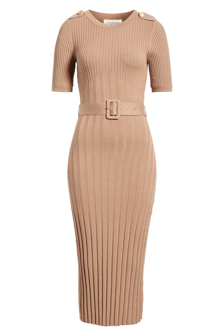 Belted Rib Sweater Dress