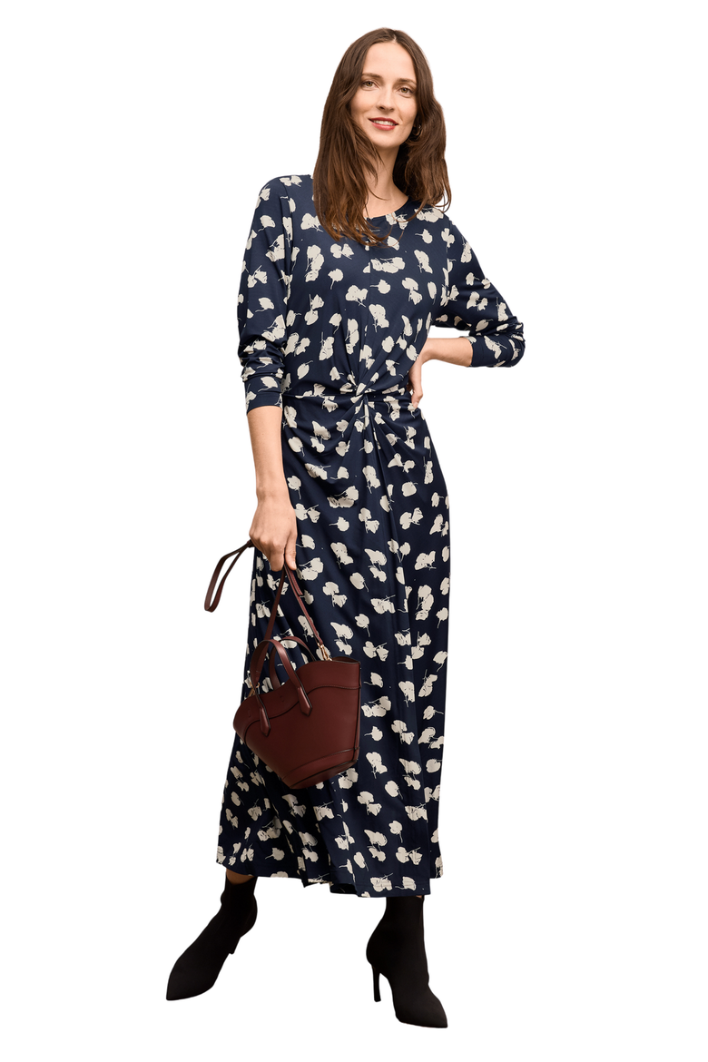 Jae Printed Jersey Ruched Dress