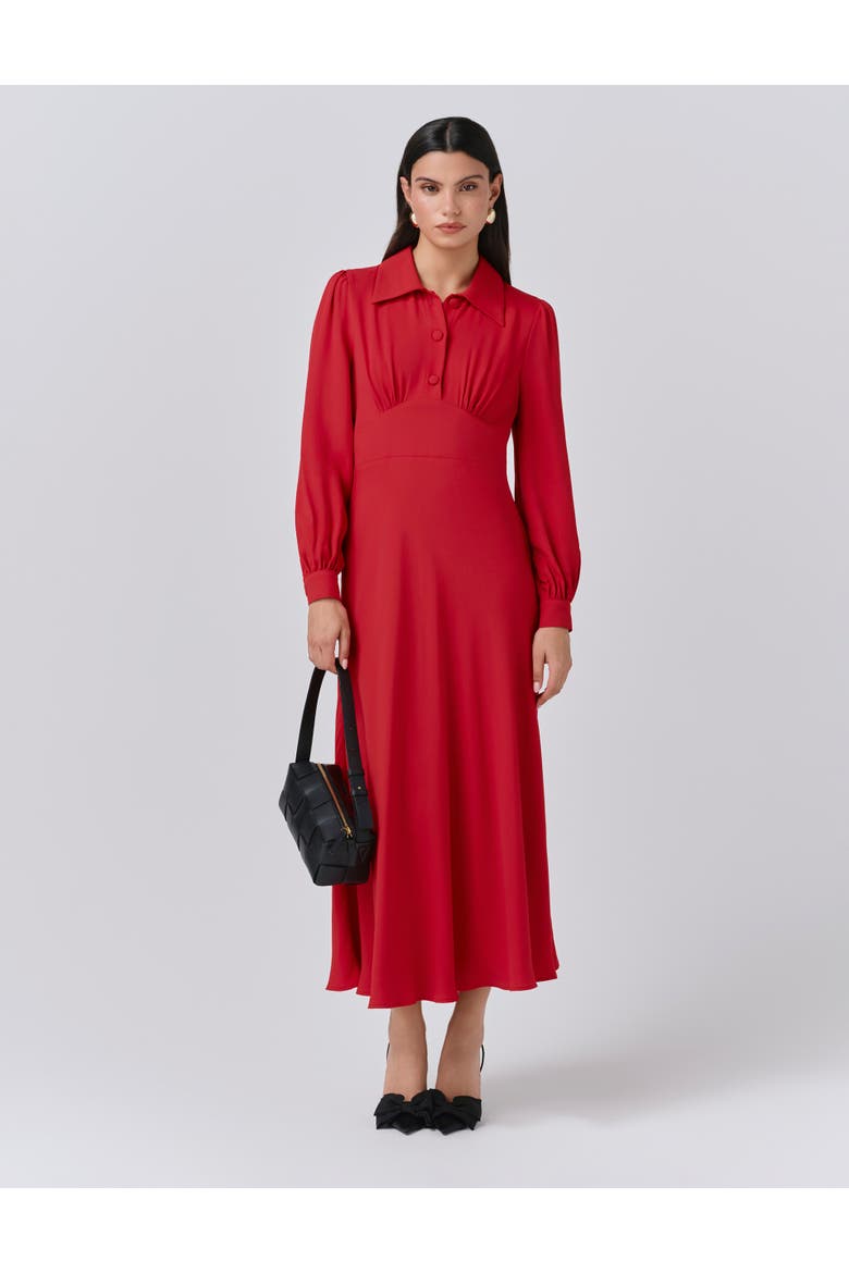 Wendy Crepe Collared Neck Midi Dress