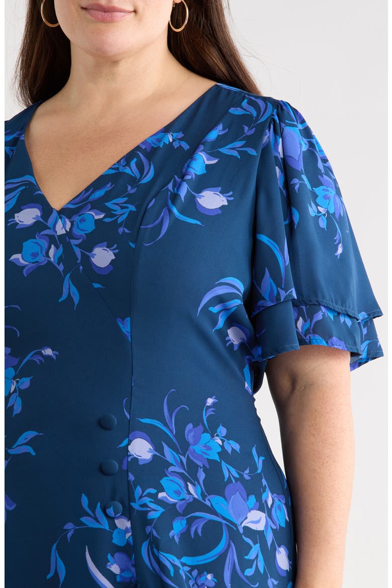 Niva Floral Print Faux Wrap Dress