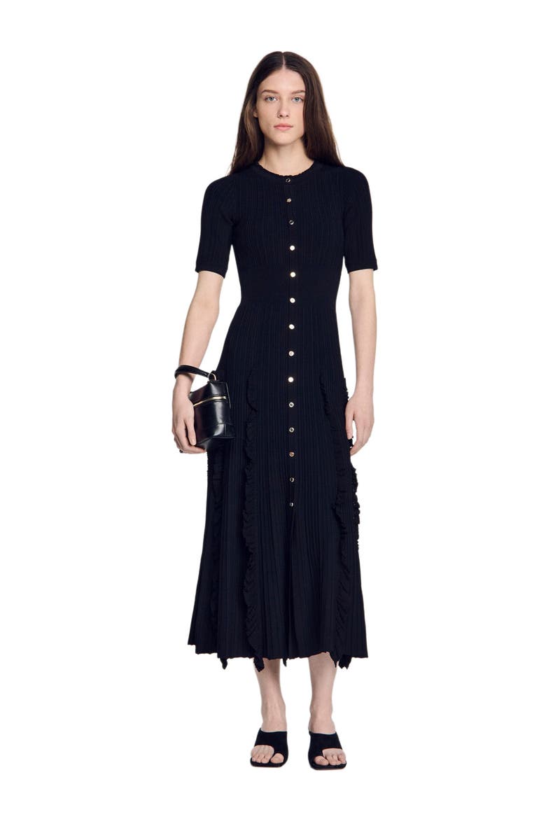 Knit maxi dress with ruffles