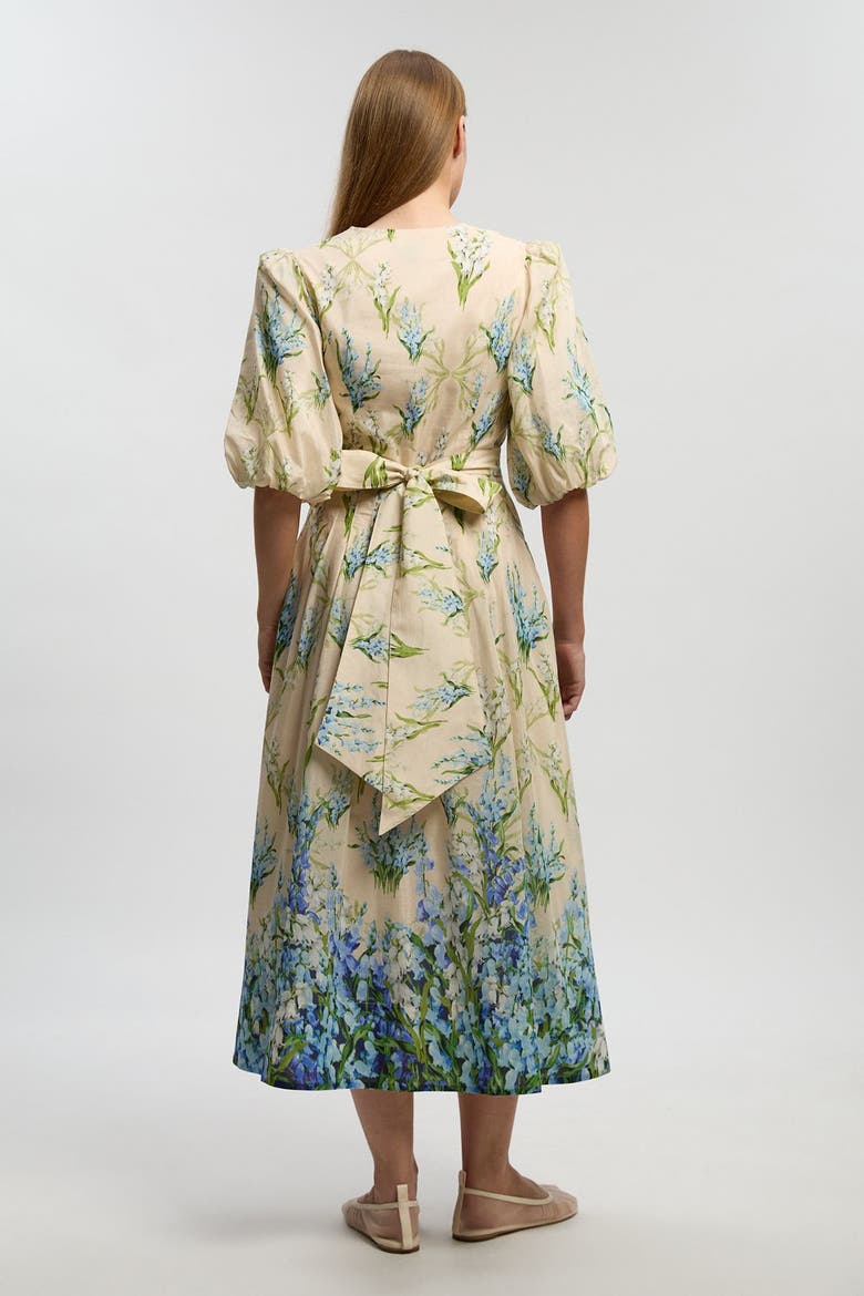 Floral Puff Sleeve Midi Dress