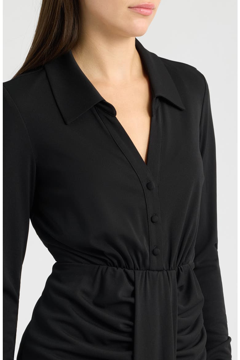 Ruched Long Sleeve Midi Dress
