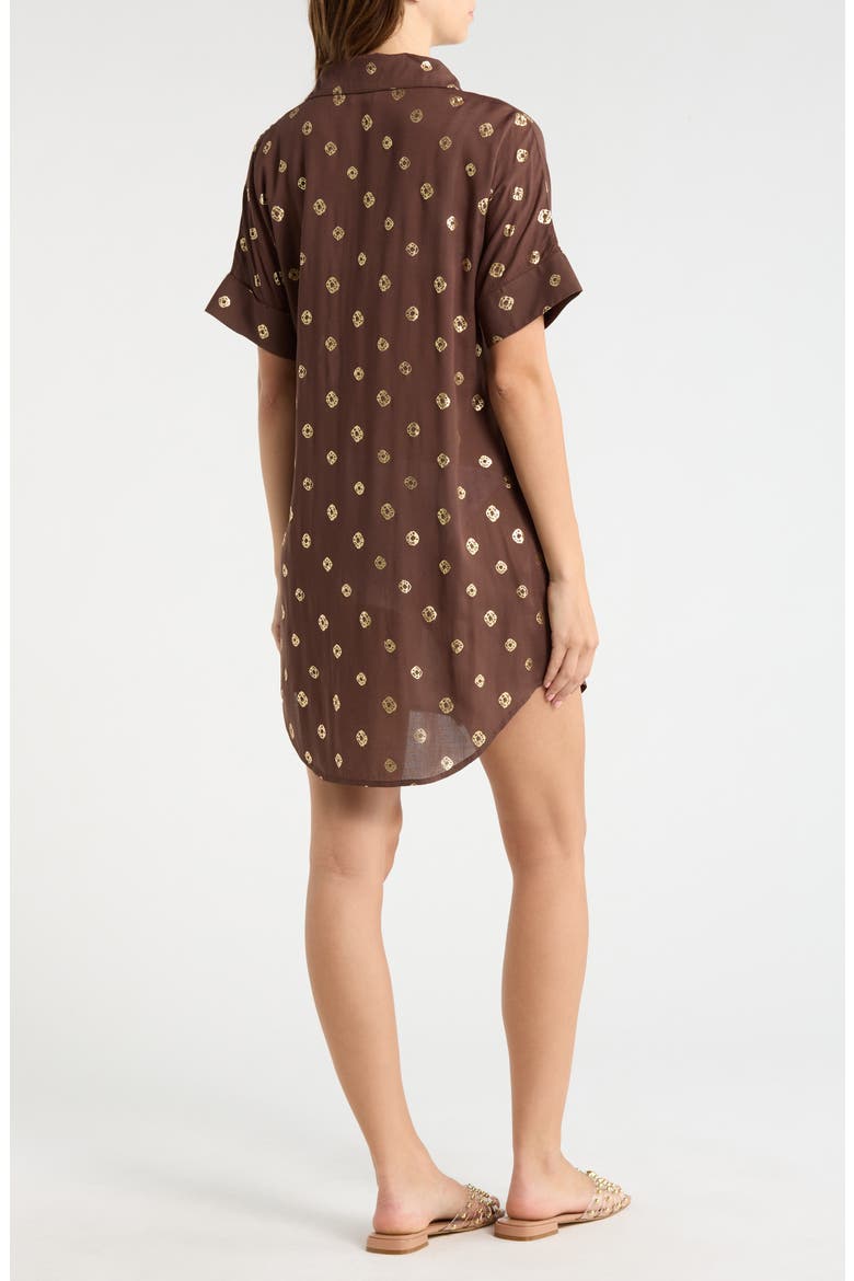 Metallic Dot Cover-Up Shirtdress