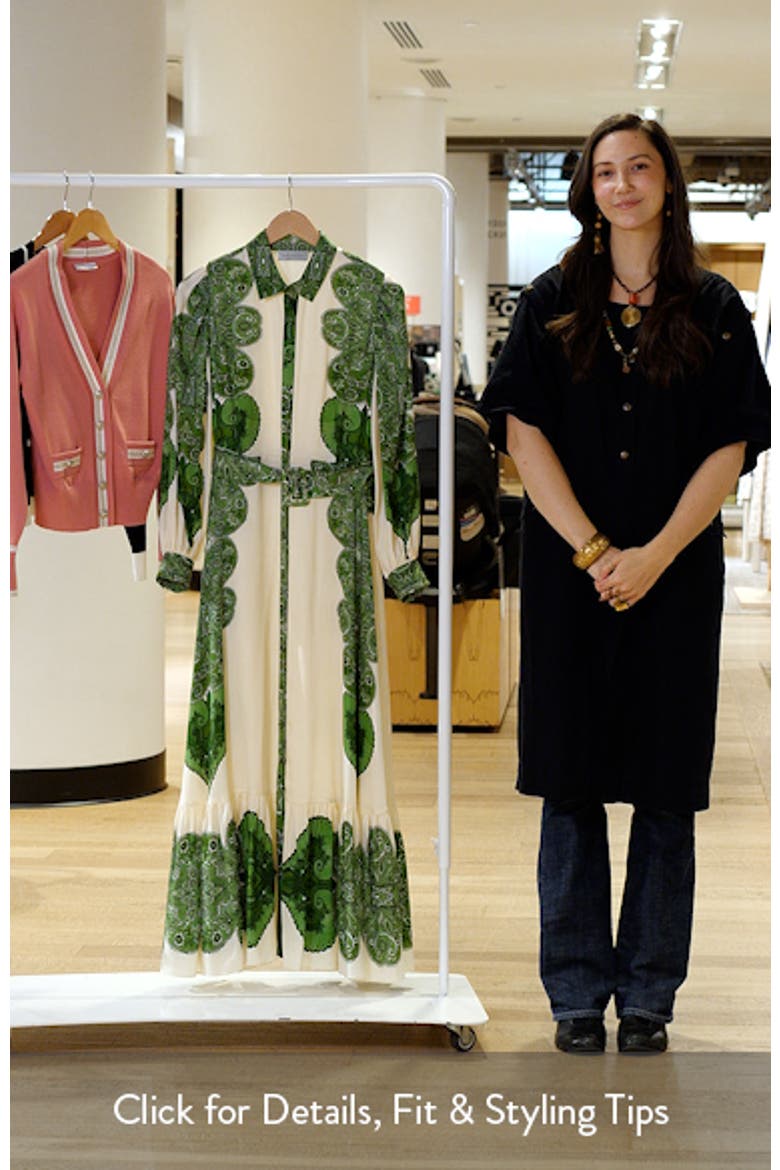 The Harley Regent Placed Paisley Long Sleeve Stretch Silk Maxi Shirtdress
