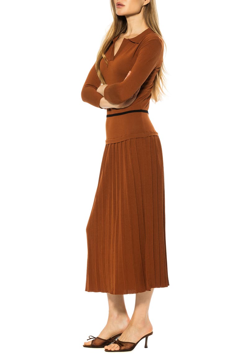 Sable Pleated Knit Midi Dress