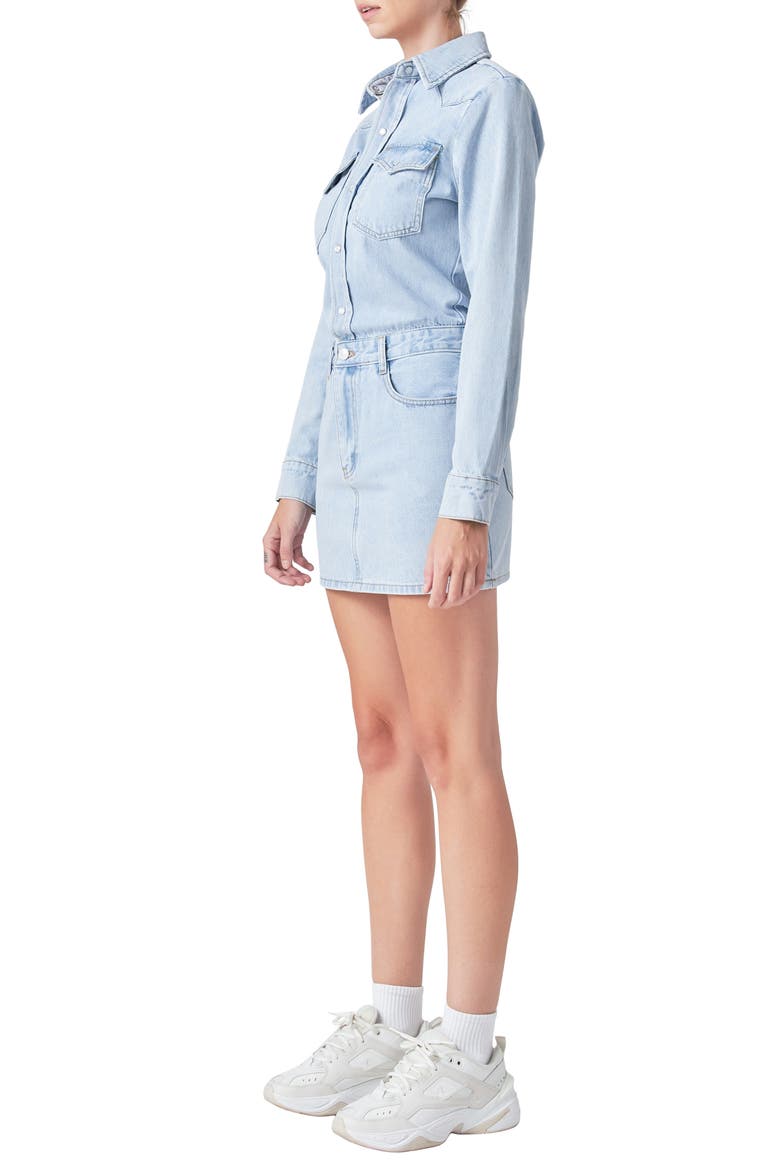 Long Sleeve Denim Mini Shirtdress