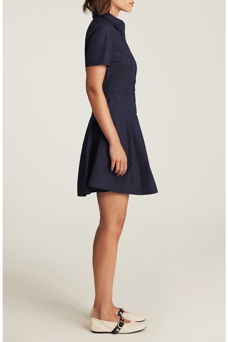 Pleated Cotton Mini Shirtdress