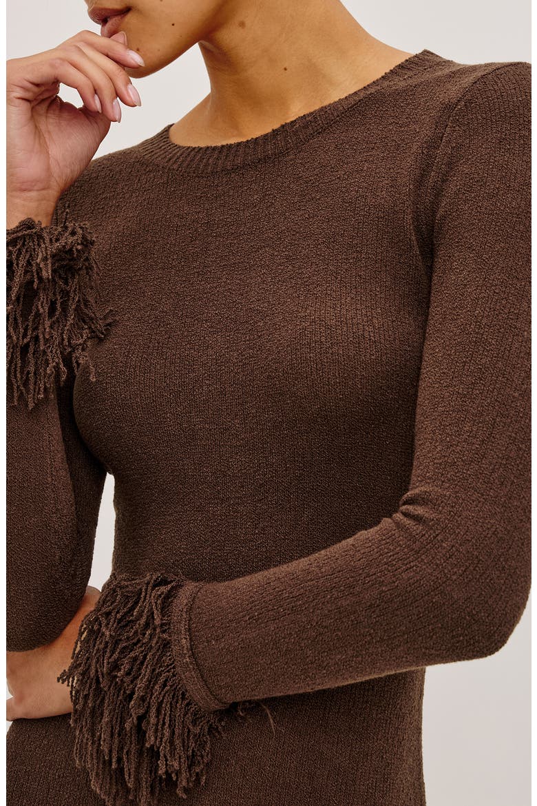 Alejandra Fringe Long Sleeve Midi Dress