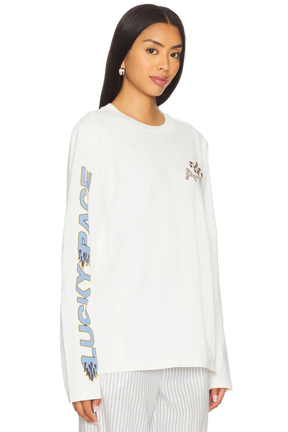 Alemais Lucky Pace Long Sleeve Logo Tee in Cream - Image 2