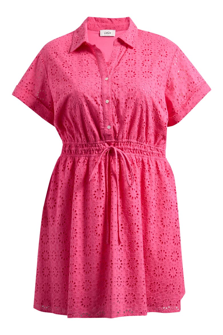 Short Sleeve Cotton Eyelet Shirtdress