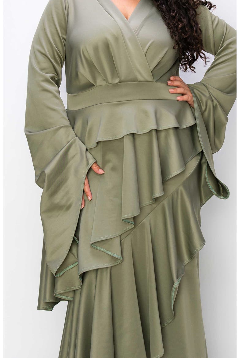 Zeta Ruffled Long Sleeve Drama Dress