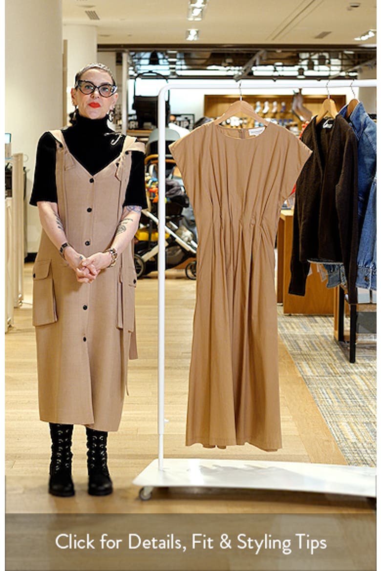 Gathered Waist Cotton Midi Dress