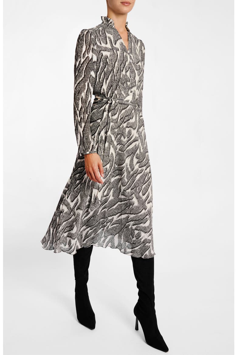 Irina Ruffle-Neck Buttoned Midi Dress