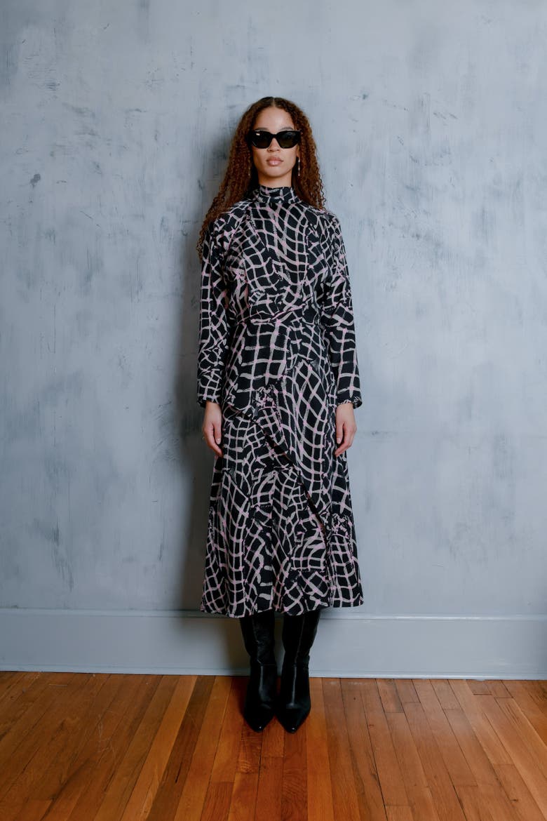 Replete High Neck Tie Silky Dress