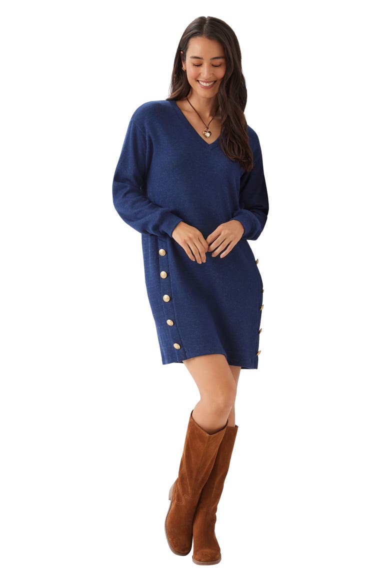V-Neck Button Detail Minidress