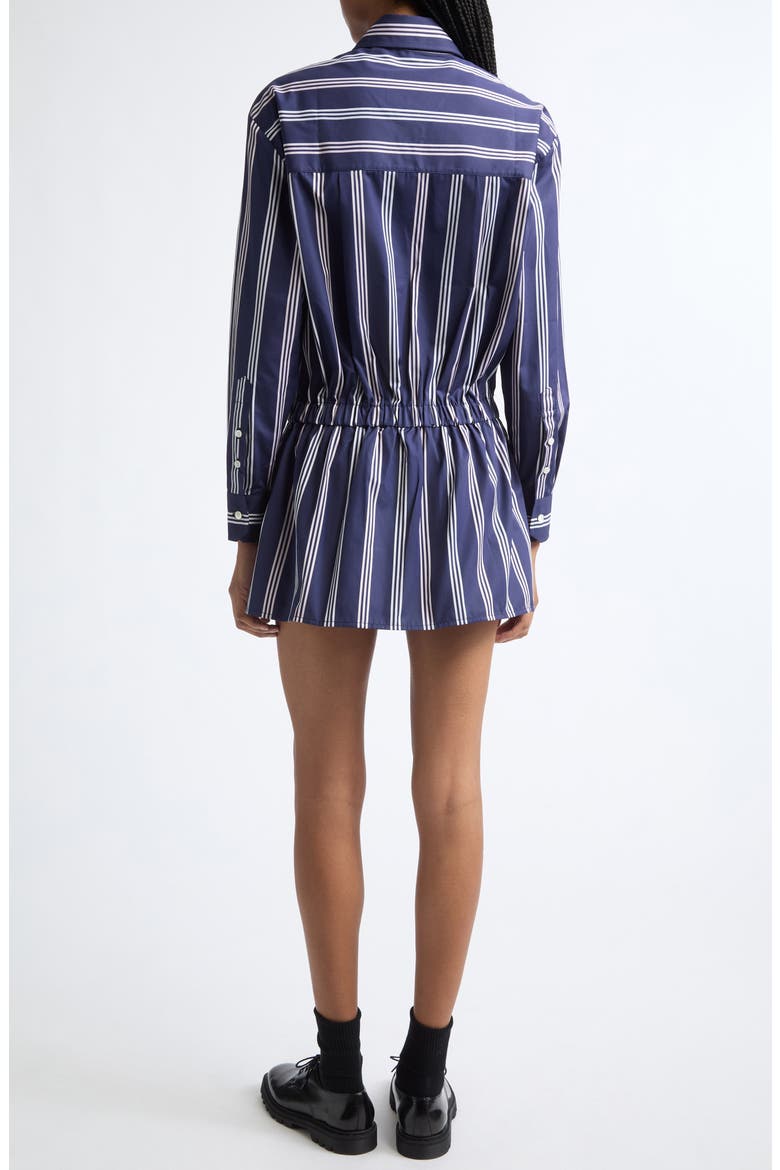 Stripe Long Sleeve Cotton Mini Shirtdress