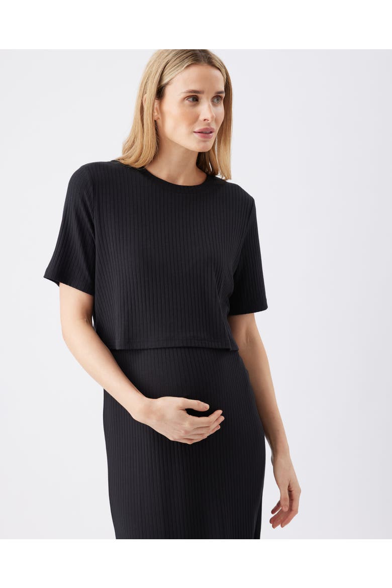 Ivy Rib Nursing Dress Black