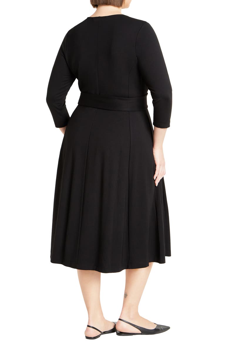 Rayna Tie Waist Stretch Ponte Midi Dress