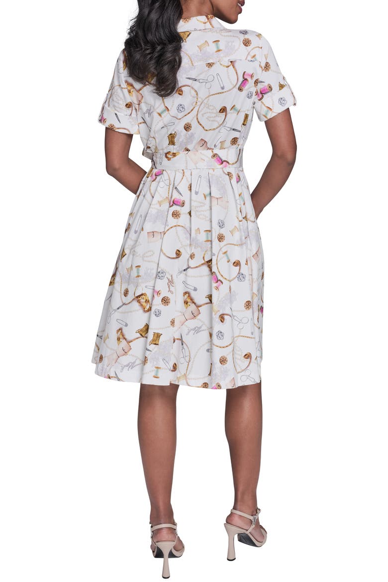 Print Tie Waist Shirtdress