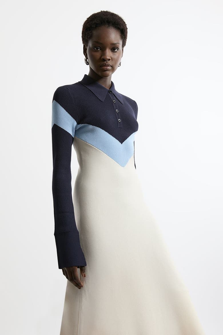Rib-Knit Polo Top Maxi Dress