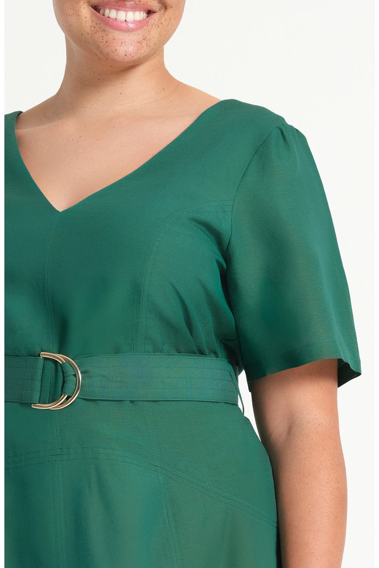 Aelin Linen Blend Fit & Flare Midi Dress