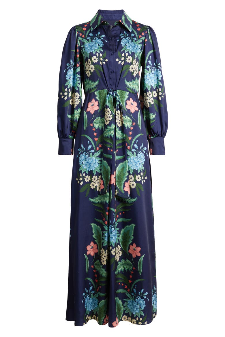 Floral Print Long Sleeve Maxi Shirtdress