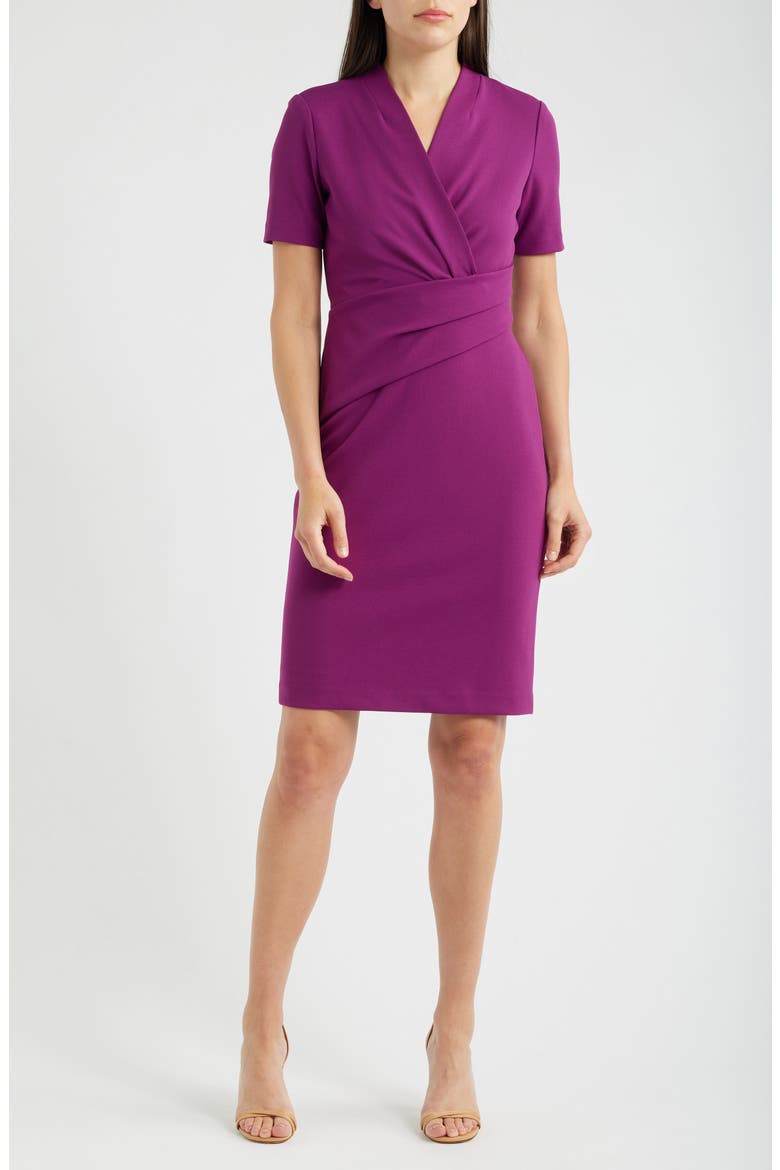 Pleated Scuba Crepe Dress
