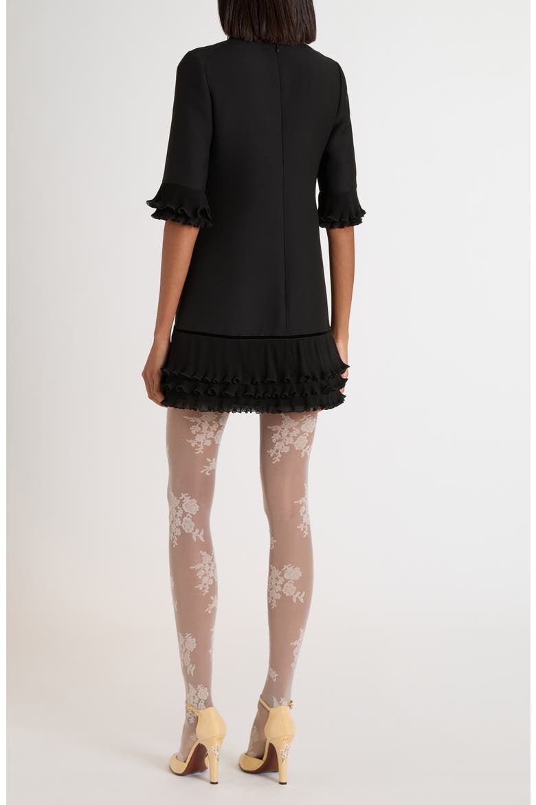 Ruffle Trim Crepe Couture Minidress