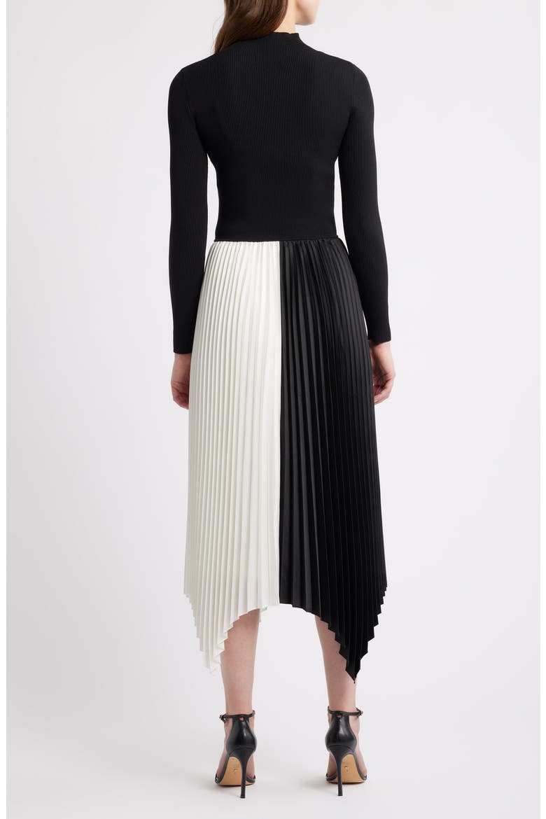 The Elsa Long Sleeve Mixed Media Midi Dress