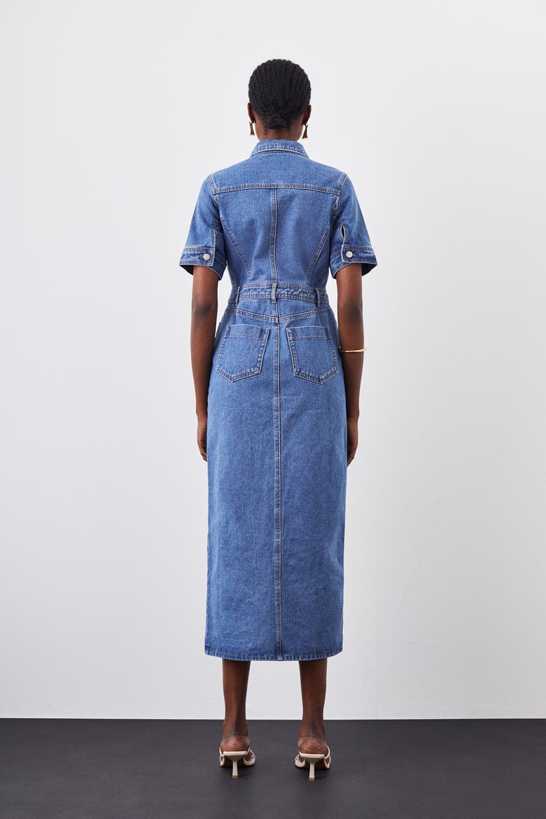 Denim Midi Shirt Dress