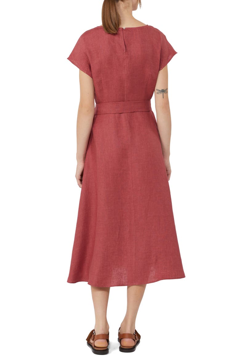 Esordio Belted Linen Canvas A-Line Midi Dress