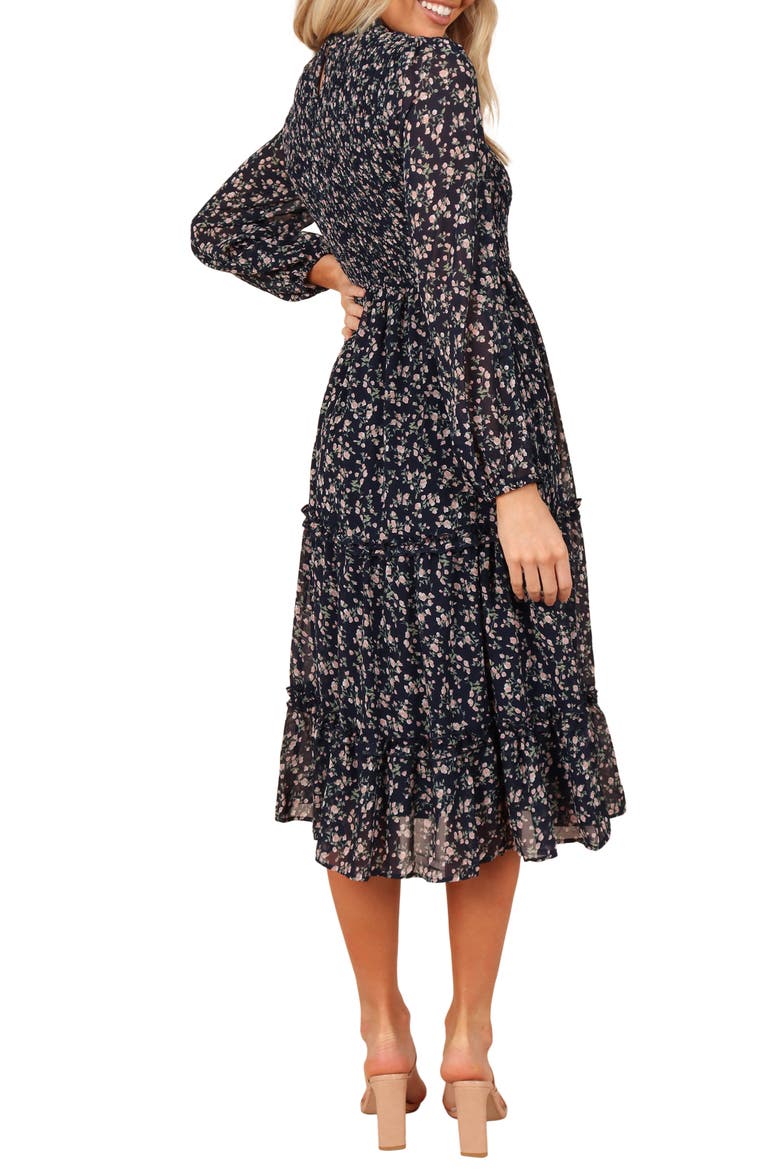 Edwina Floral Long Sleeve Tiered Midi Dress