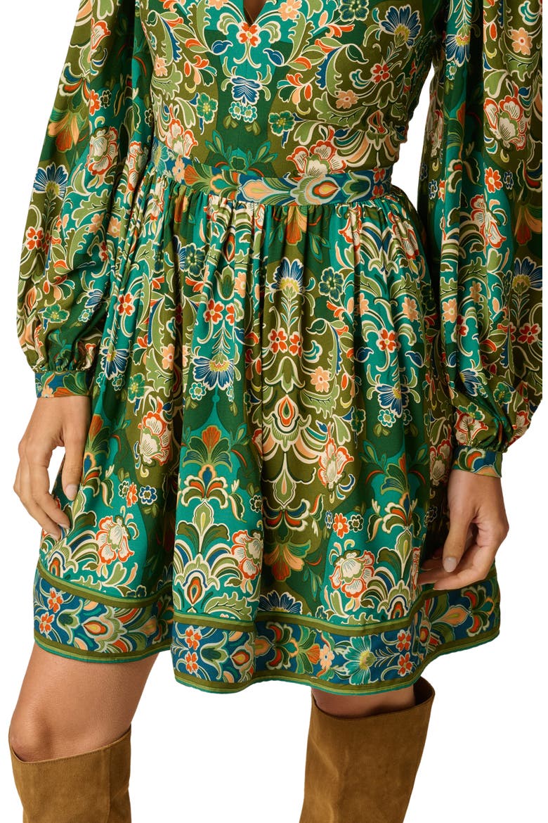 Print Mock Neck Long Sleeve Minidress
