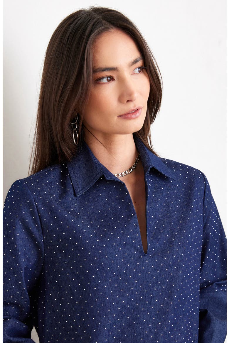 Diamante Detail Stretch Cotton Shift Dress