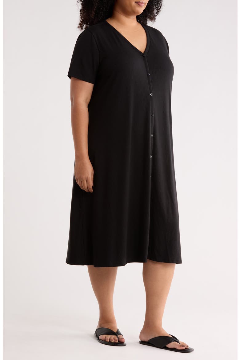 Ribbed V-Neck Dress