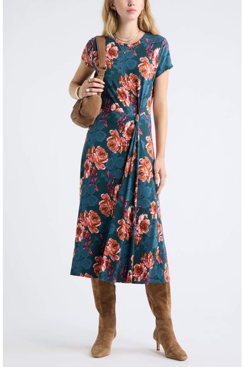 Twist Waist Jersey Midi Dress