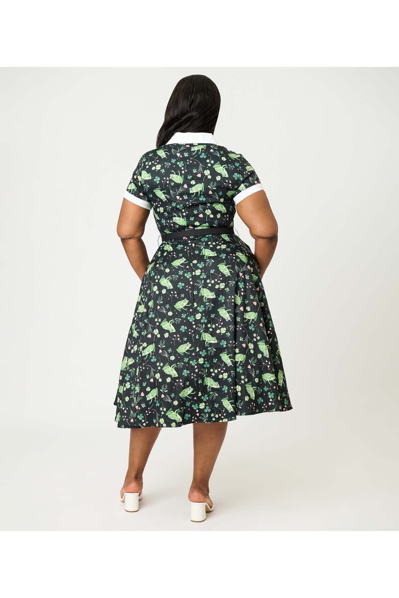 Plus Size Collared Short Sleeved Belted Alexis Swing Dress