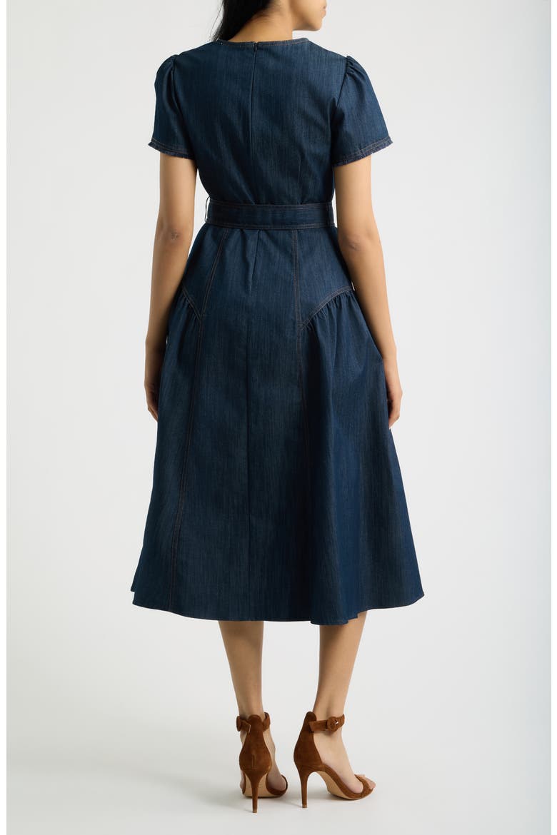 Fit & Flare Denim Midi Dress