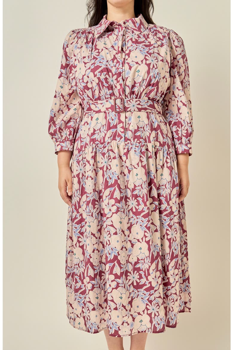 Floral Cotton Midi Shirtdress
