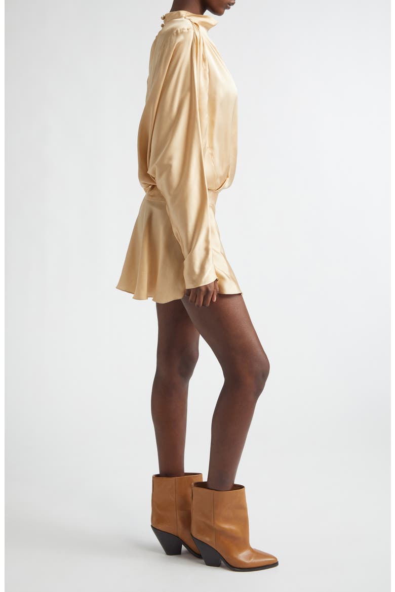 Neline Long Sleeve Asymmetric Satin Minidress