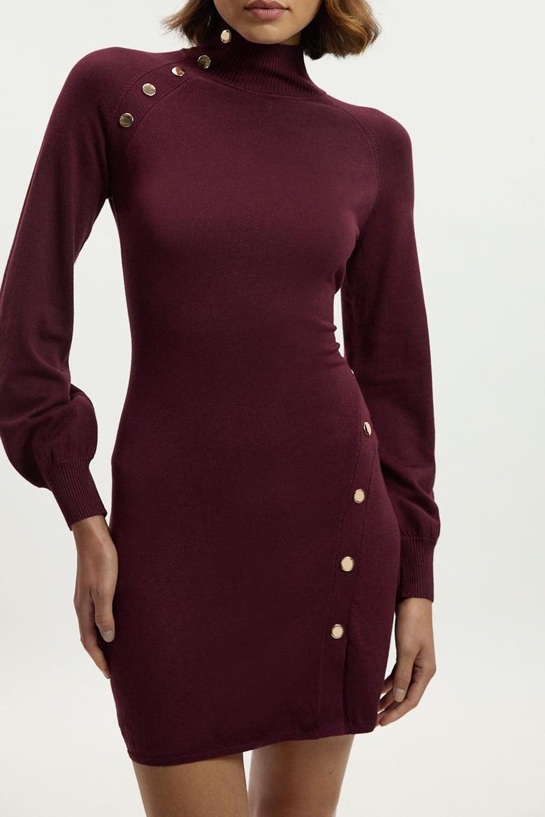 Viscose Blend Popper Knit Mini Dress