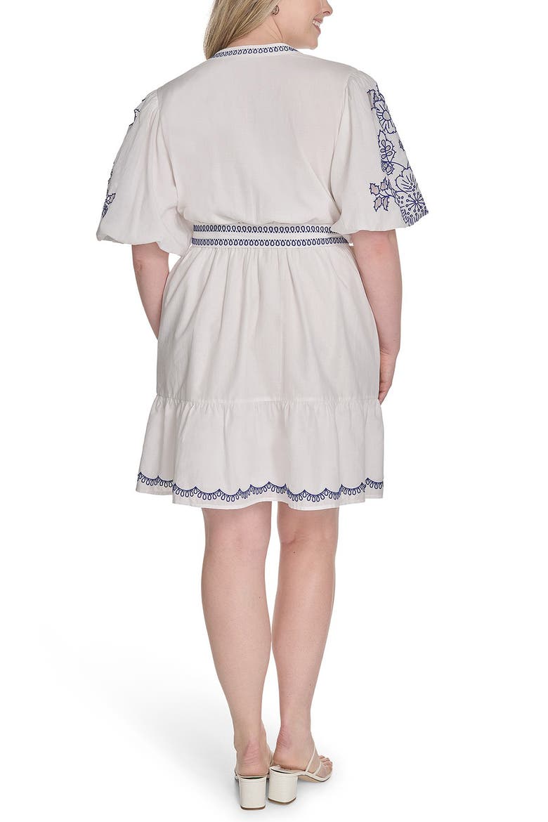 Embroidered Detail Short Sleeve Cotton Shirtdress