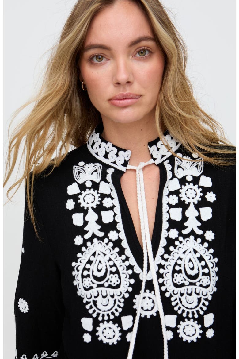 Katie Fringe Embroidered Mini Dress