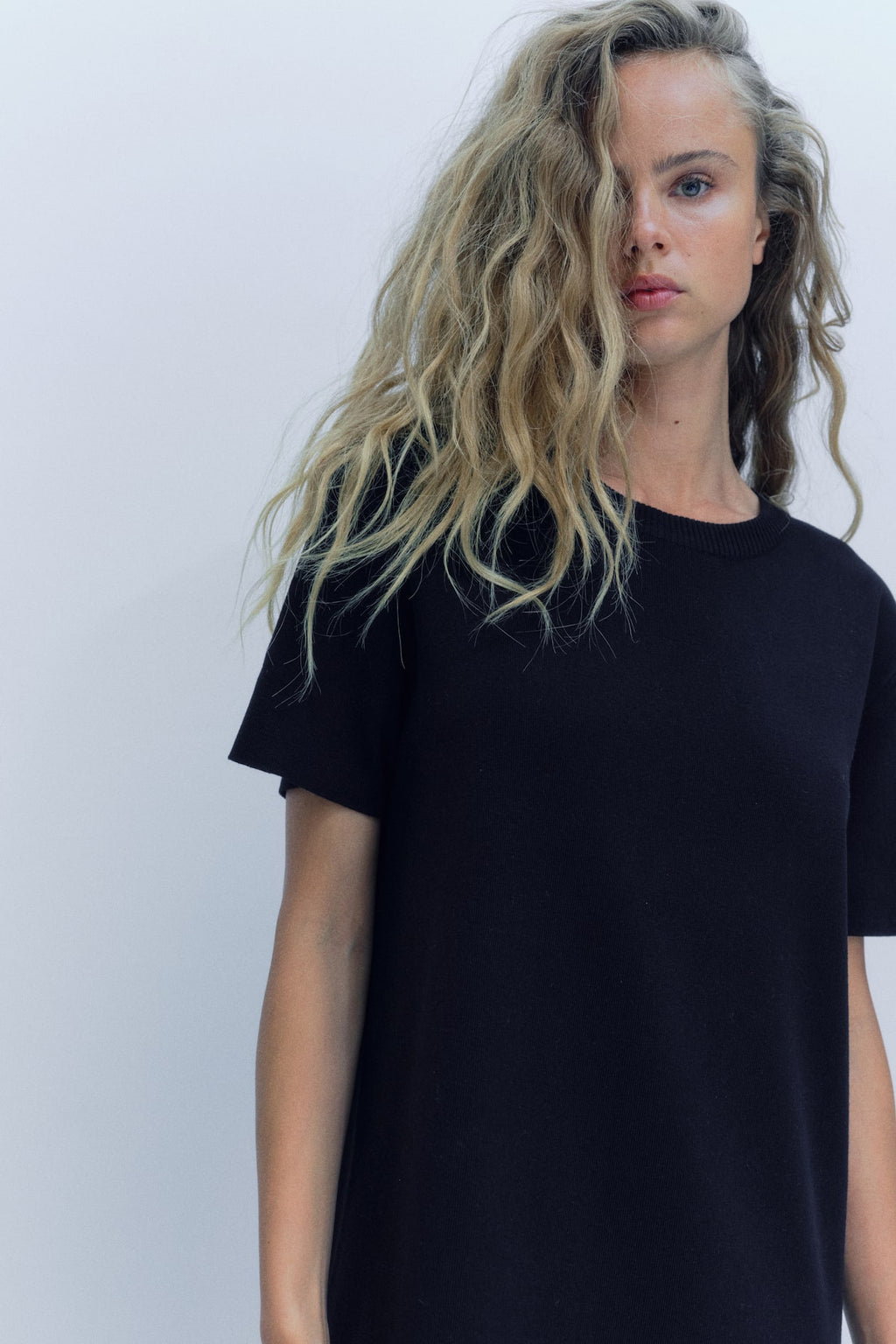 Fine-knit T-shirt dress