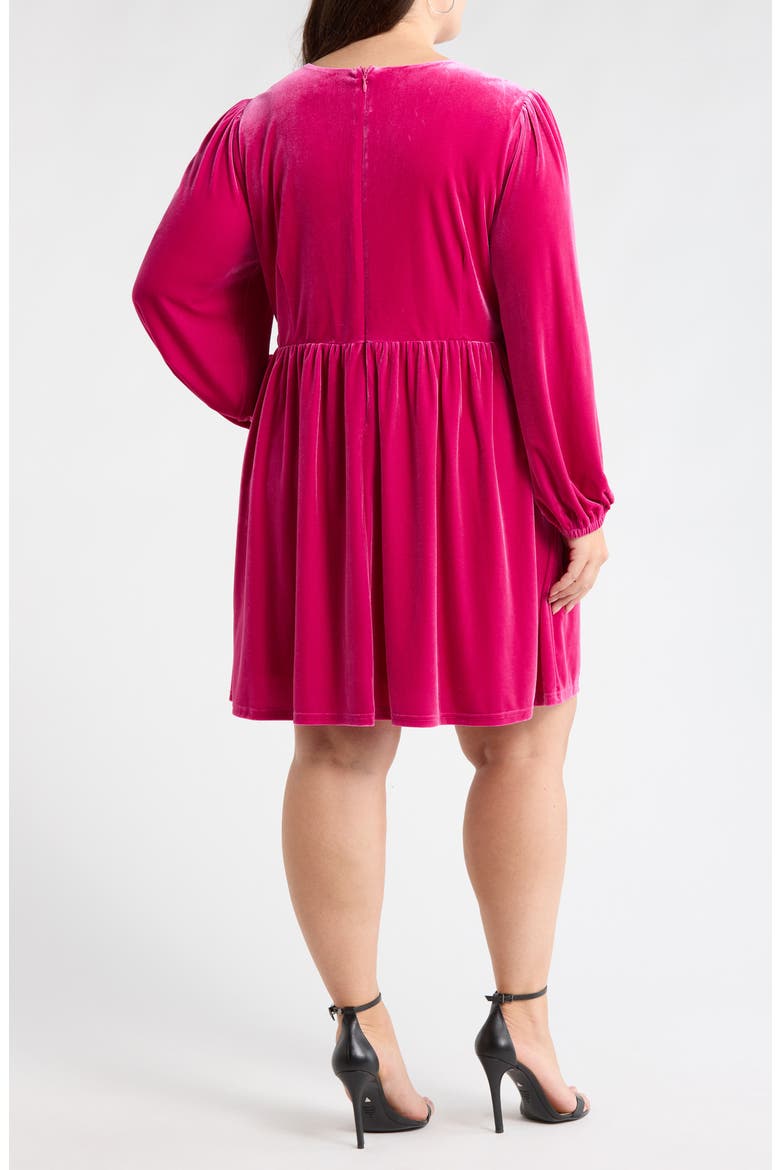 Glow Bow Velvet Long Sleeve Dress